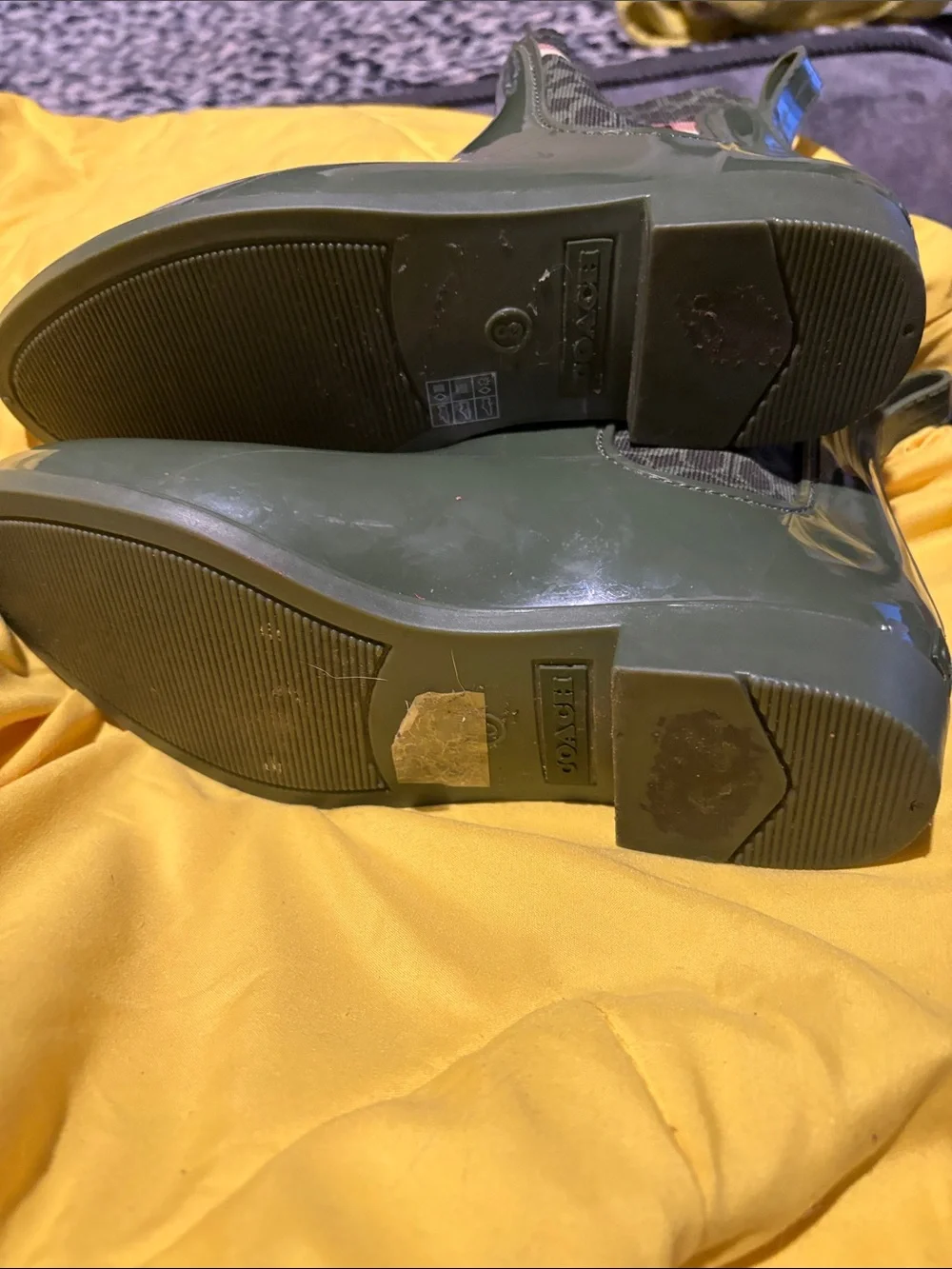 Coach green signature rainbow boots